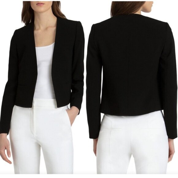 Judith  Charles Clea OpenFront Black Cropped Blazer Jacket Size 6 - Picture 2 of 9